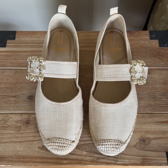 Sam Edelman Maddy Espadrille Mary Jane Light Natural Basket Weave Flats Size 8 - Picture 4 of 17